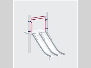 1643-4-53 Wide Chute with Center Rail, Stainless Steel
