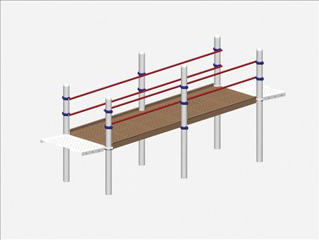 1662-12-97 Accessible Deck Ramp, Brown Plastic-coated Perforated Steel with Handrails