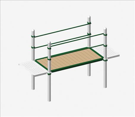 1664-8-00 Bridge, Wood with Handrails