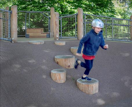 Embankment Slide - Full-Round Log Steppers
